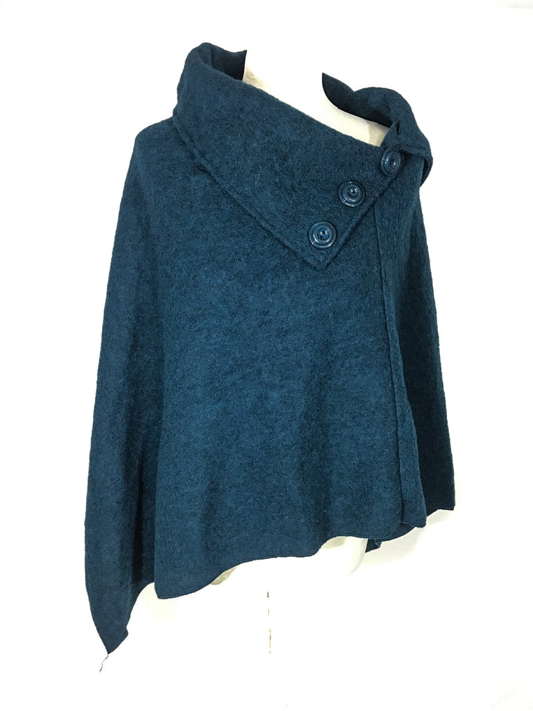 Poncho KATH - Italian Boiled Wool Poncho - Vera Tucci OriginalsBoiled Wool Clothing TEAL