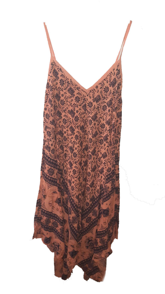 Dress PISTOIA Elephant Pattern Viscose Dress - Vera Tucci OriginalsLondon Clothing ORANGE
