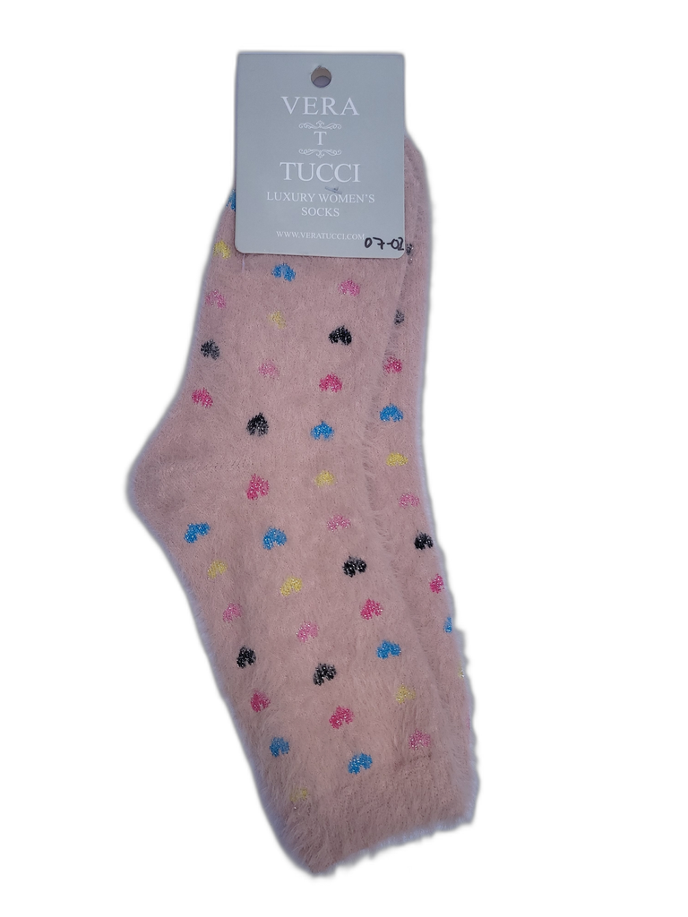 SPARKLY HEARTS VERA TUCCI FLUFFY WINTER SOCKS RMD2305-07-2 NEW FOR AW23!