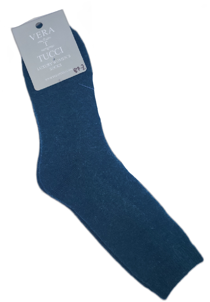 VERA TUCCI PLAIN TEAL WOMEN'S THERMAL WINTER SOCKS RMD2305-87-02 NEW FOR AW23!