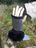 Gloves Striped Fur Cuff Mitts - G25 - Vera Tucci OriginalsAccessories