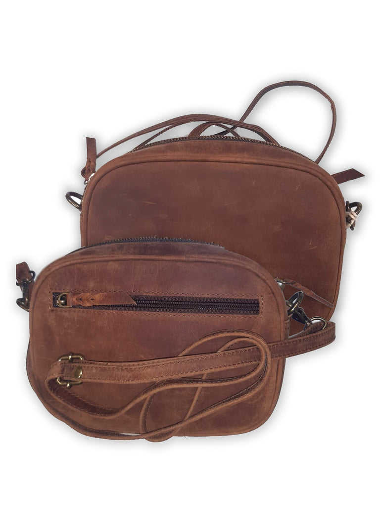 GEMMA HUNTER - Classic 'Camera Bag' In Natural Hunter Leather