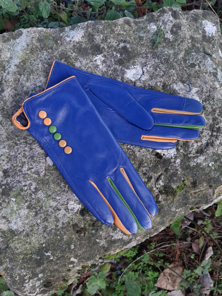 Gloves TIFFANY G01 Leather Multi Button Glove - Vera Tucci OriginalsAccessories ROYAL BLUE / SMALL