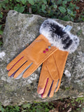 Verity Leather Fur Trim Gloves - G02