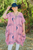 Dress Cotton Fish Pattern Dress - Vera Tucci OriginalsLondon Clothing Mediumweight / FUCHSIA