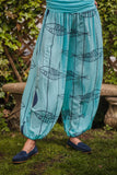 Trousers FISH PATTERN TROUSERS - Viscose elasticated harem trouser One Size - Vera Tucci OriginalsLondon Clothing