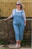 Linen PHILLIPA - 2033 PREMIUM ITALIAN COTTON STRIPED DUNGAREES - Vera Tucci OriginalsGianni Moda S/M / LIGHT DENIM