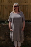 Dress ORENDA - KD055- ITALIAN COTTON LEAF PATTERN DRESS - Vera Tucci OriginalsSeven Style LIGHT GREY